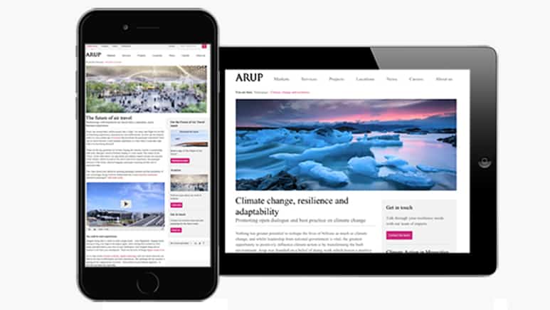 Screenshots of Arup content campaign pages