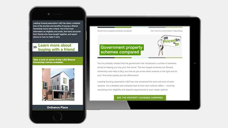 Two emails created for L&Q's email subscribers