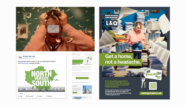 Screenshots of videos, social media posts, and advertisements